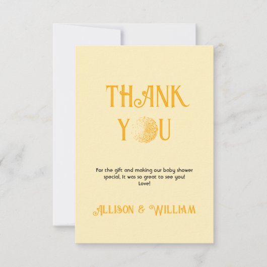 Carte De Remerciements Baby shower solaire (Devant)