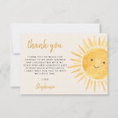 Carte De Remerciements Baby shower solaire (Devant)