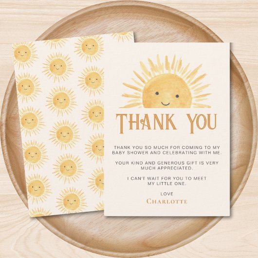 Carte De Remerciements Baby shower solaire