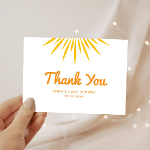 Carte De Remerciements Baby shower solaire Whimsical minimaliste