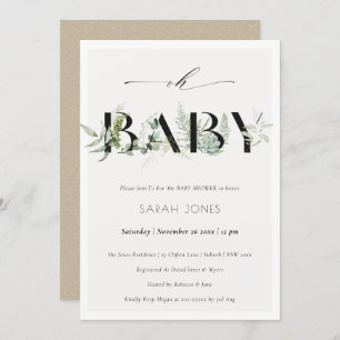 Carte De Remerciements Baby shower succulent de fougères feuillues Dusky 