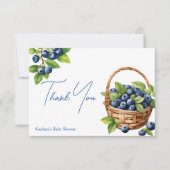 Carte De Remerciements Baby shower sucré aux bleuets (Devant)