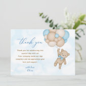 Carte De Remerciements Baby shower Teddy Bear (Debout devant)