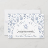 Carte de remerciements Baby shower Teddy Bear Blue (Devant)