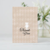 Carte De Remerciements Baby shower Teddy Bear | Jacquard Tan (Debout devant)