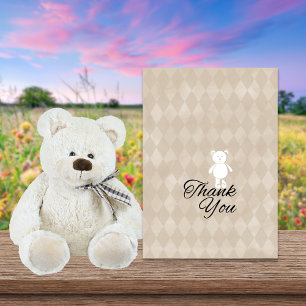 Carte De Remerciements Baby shower Teddy Bear Jacquard Tan
