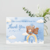 Carte De Remerciements Baby shower Teddy Bear Rainbow Boys (Debout devant)