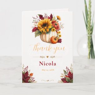 Carte De Remerciements Baby-Shower Thème Citrouille d'Automne