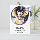 Carte De Remerciements Baby shower : Thème Dragon Gravé (Debout devant)