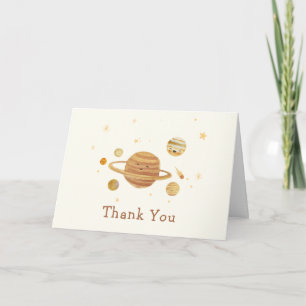 Carte De Remerciements Baby-Shower Thème Espace Neutre Bohème Système Sol