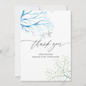 Carte De Remerciements Baby Shower Thème Plage et Algues Aquarelle (Devant)