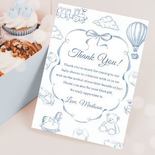 Carte de remerciements Baby shower Toile De Jouy B