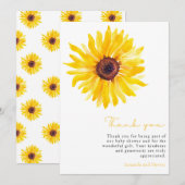 Carte de remerciements Baby shower tournesol (Devant / Derrière)