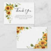 Carte de remerciements Baby shower tournesol (Devant / Derrière)