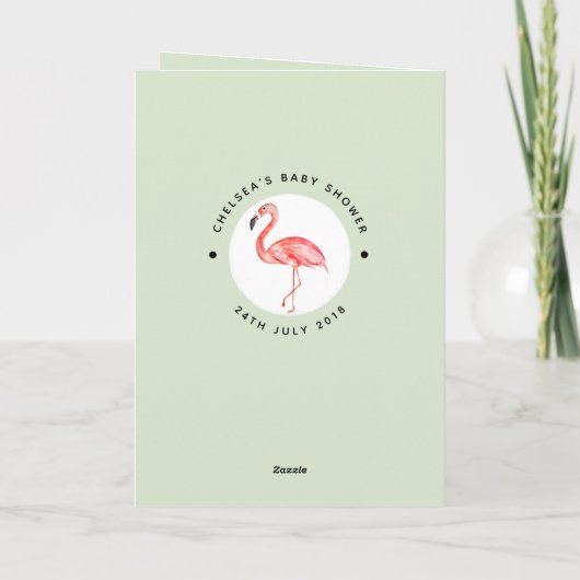 Carte De Remerciements Baby Shower Tropical Aquarelle Flamant Rose Remerc (Dos)