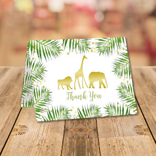 Carte De Remerciements Baby shower Tropical Gold Safari Animaux