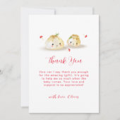 Carte De Remerciements Baby shower Twin Cute Dumpling Champignons (Devant)