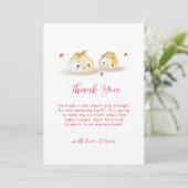 Carte De Remerciements Baby shower Twin Cute Dumpling Champignons (Debout devant)