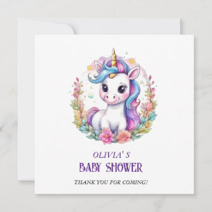 Carte De Remerciements Baby shower Unicorn