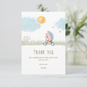 Carte De Remerciements Baby Shower Vélo Hérisson Mignon (Debout devant)