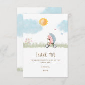 Carte De Remerciements Baby Shower Vélo Hérisson Mignon (Devant / Derrière)