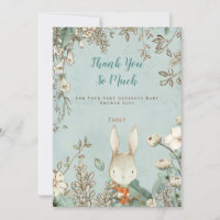 Baby shower vert botanique vintage Cute Bunny