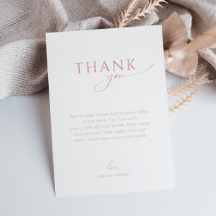 Carte De Remerciements Baby shower vertical plat Rose Dusty Whimsical