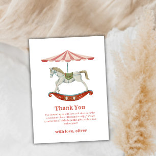 Carte De Remerciements Baby shower vintage Carrousel Carnival Circus