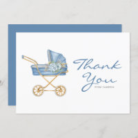 Baby shower Vintage de poussette bleu Aquarelle
