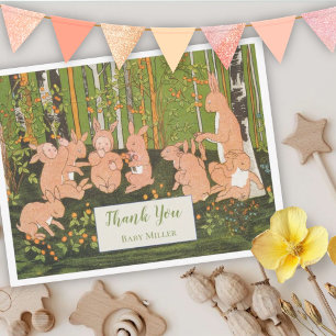 Carte De Remerciements Baby shower vintage pour enfants lapin