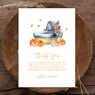Carte De Remerciements Baby shower vintage Rustic Fall Citrouille