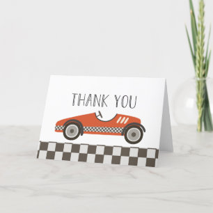Carte De Remerciements Baby Shower Voiture de Course Rouge
