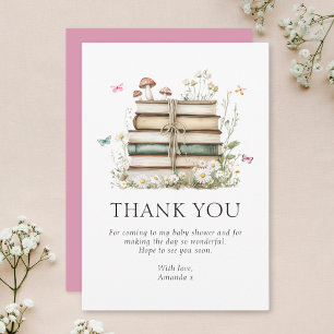 Carte De Remerciements Baby shower Watercolor Floral Books