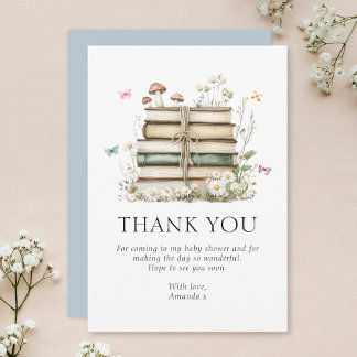 Carte De Remerciements Baby shower Watercolor Floral Books