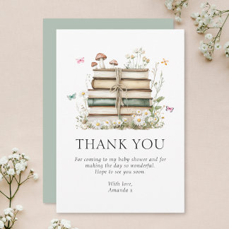 Carte De Remerciements Baby shower Watercolor Floral Books