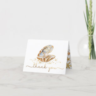 Carte De Remerciements Baby shower Watercolor Ocean Little Pearl