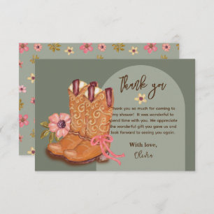 Carte De Remerciements Baby shower Western Cowgirl Bottes Fleurs mignonne