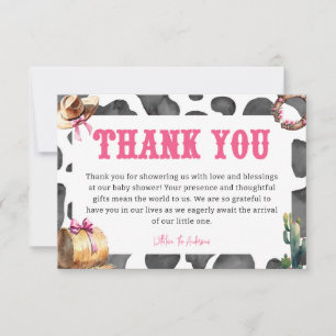 Carte De Remerciements Baby shower Western Pink Cowgirl