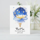 Carte De Remerciements Baby shower Whimsical Celestial Hot Air Balloon (Debout devant)