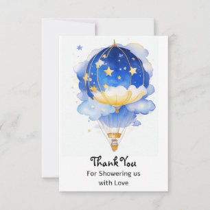 Carte De Remerciements Baby shower Whimsical Celestial Hot Air Balloon