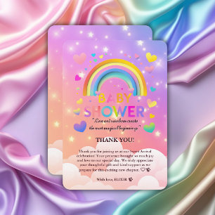 Carte De Remerciements Baby shower Whimsical Hearts & Rainbows