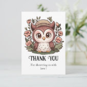 Carte De Remerciements Baby shower Whimsical Lovely Owl (Debout devant)