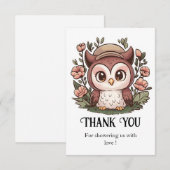 Carte De Remerciements Baby shower Whimsical Lovely Owl (Devant / Derrière)