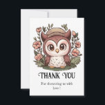 Carte De Remerciements Baby shower Whimsical Lovely Owl<br><div class="desc">Partagez votre appréciation avec notre Baby shower Whimsical Lovely Owl Merci Cartes. Avec de jolies créations de choux, ces cartes ajoutent une touche de charme à votre gratitude. Faites savoir à vos invités à quel point leur présence et leurs cadeaux vous ont été offerts avec ces notes de remerciement magnifiquement...</div>