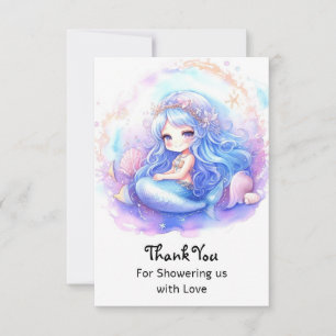 Carte De Remerciements Baby shower Whimsical Pastel Mermaid