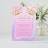 Carte De Remerciements Baby shower Whimsical rose et or (Debout devant)