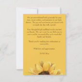 Carte De Remerciements Baby-tournesol en fleurs chaussure bébé (Dos)