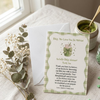 Carte De Remerciements Baby We Love You So Matcha Green bow 
