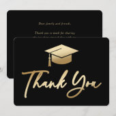 Carte De Remerciements Bac de diplôme Noir et Or (Devant / Derrière)