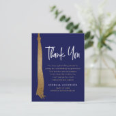 Carte De Remerciements Bac de diplôme Tassel Gold Blue Moderne (Debout devant)